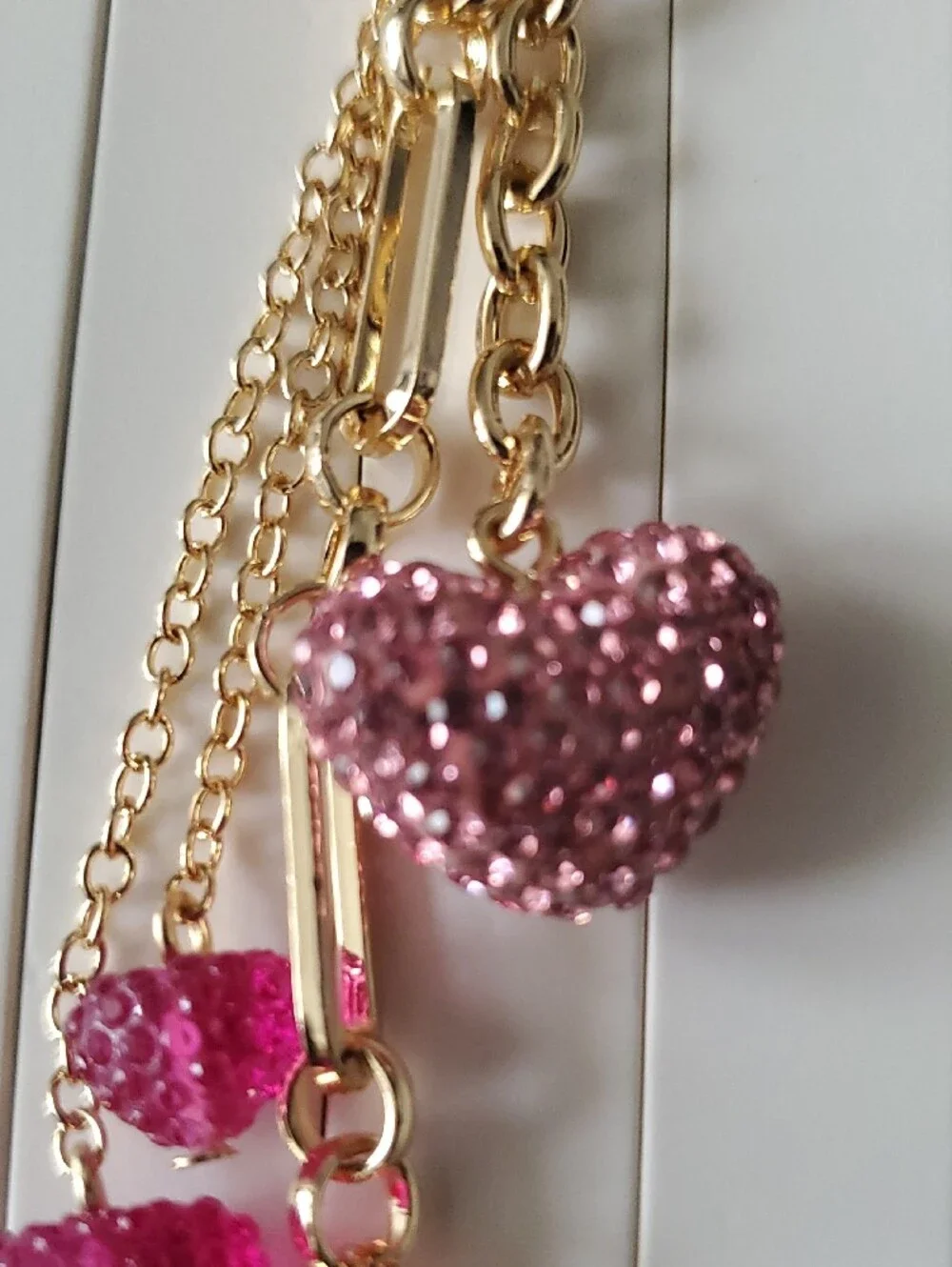 Lane Bryant Gold and Pink Heart Charm Keychain